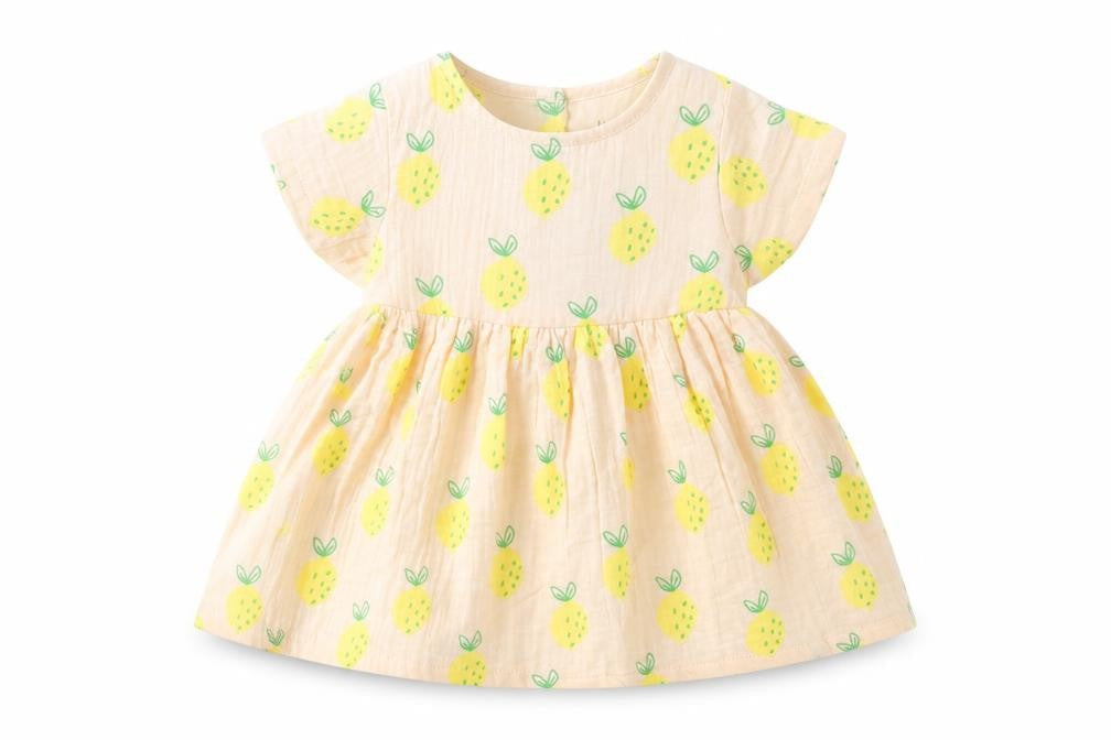 Front view of Marks & Spencer girls’ pink geometric polyester a-line, size 6-9, months crew neck button