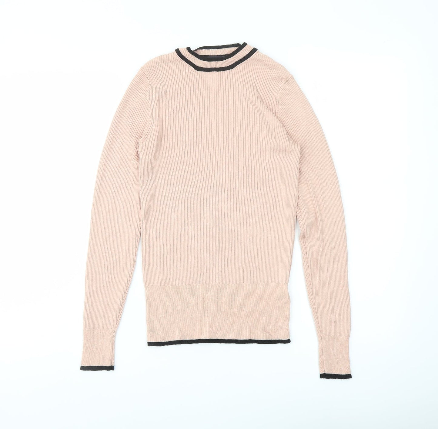 Marks and Spencer Womens Pink Mock Neck Viscose Pullover Jumper Size 10