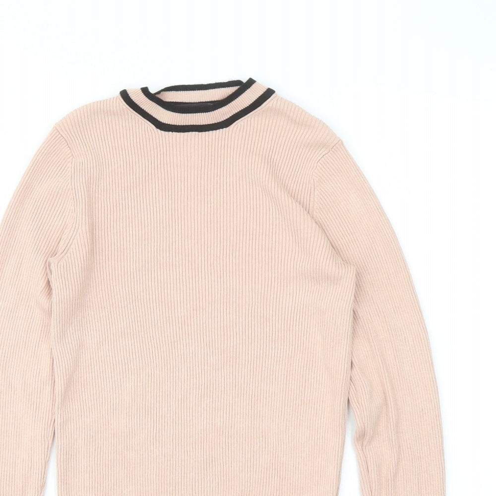 Marks and Spencer Womens Pink Mock Neck Viscose Pullover Jumper Size 10