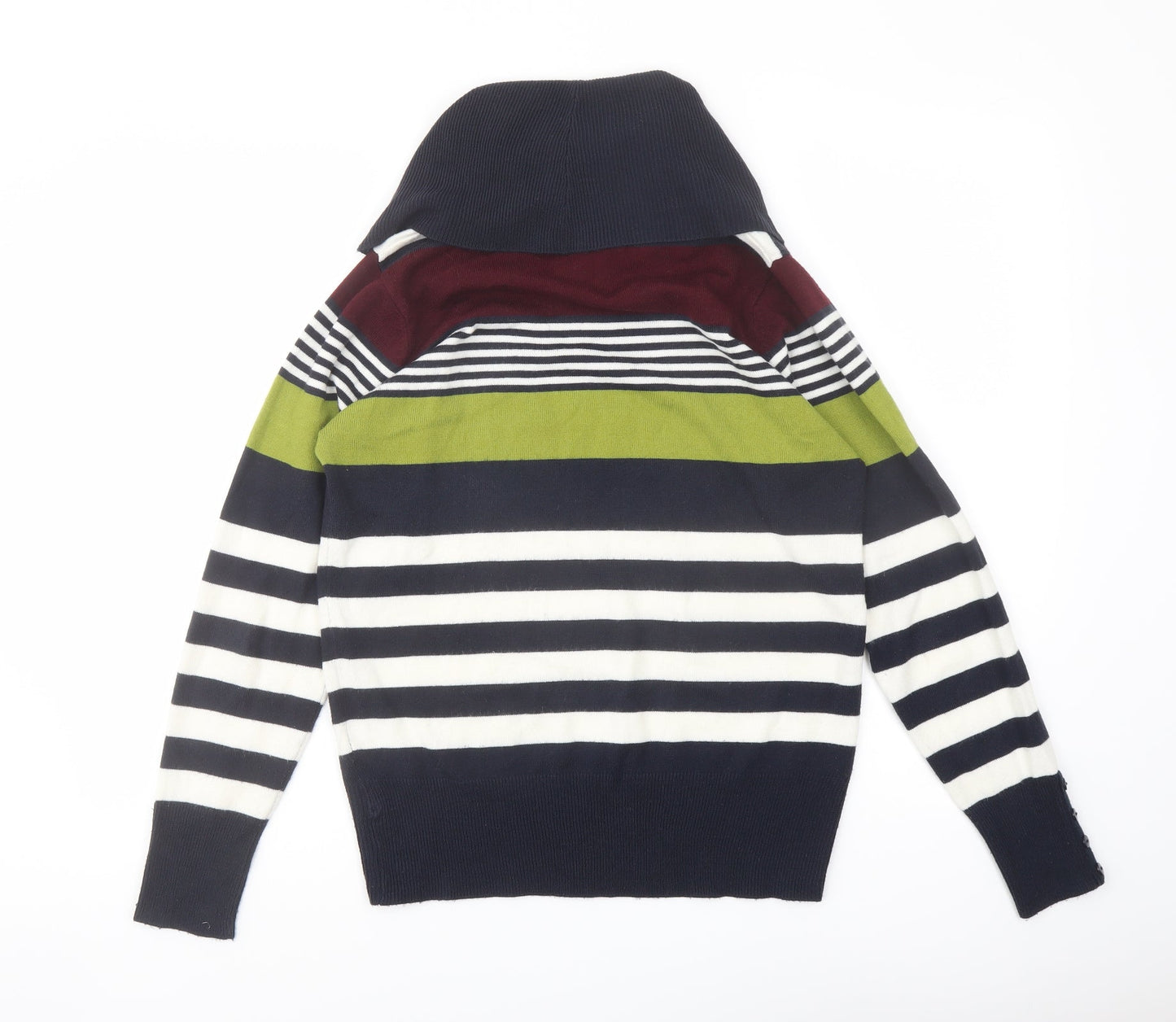 EWM Womens Multicoloured Roll Neck Striped Acrylic Pullover Jumper Size S