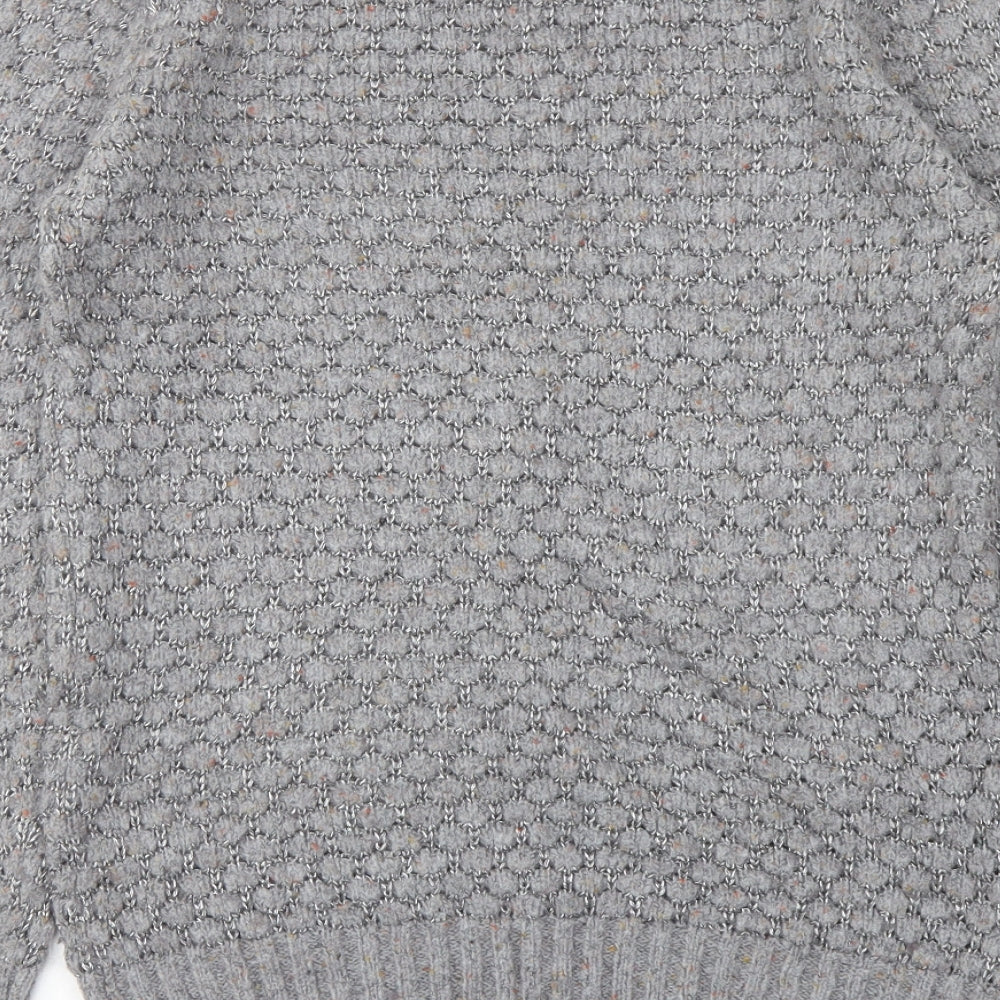 Marks and Spencer Womens Grey Round Neck Acrylic Pullover Jumper Size 8
