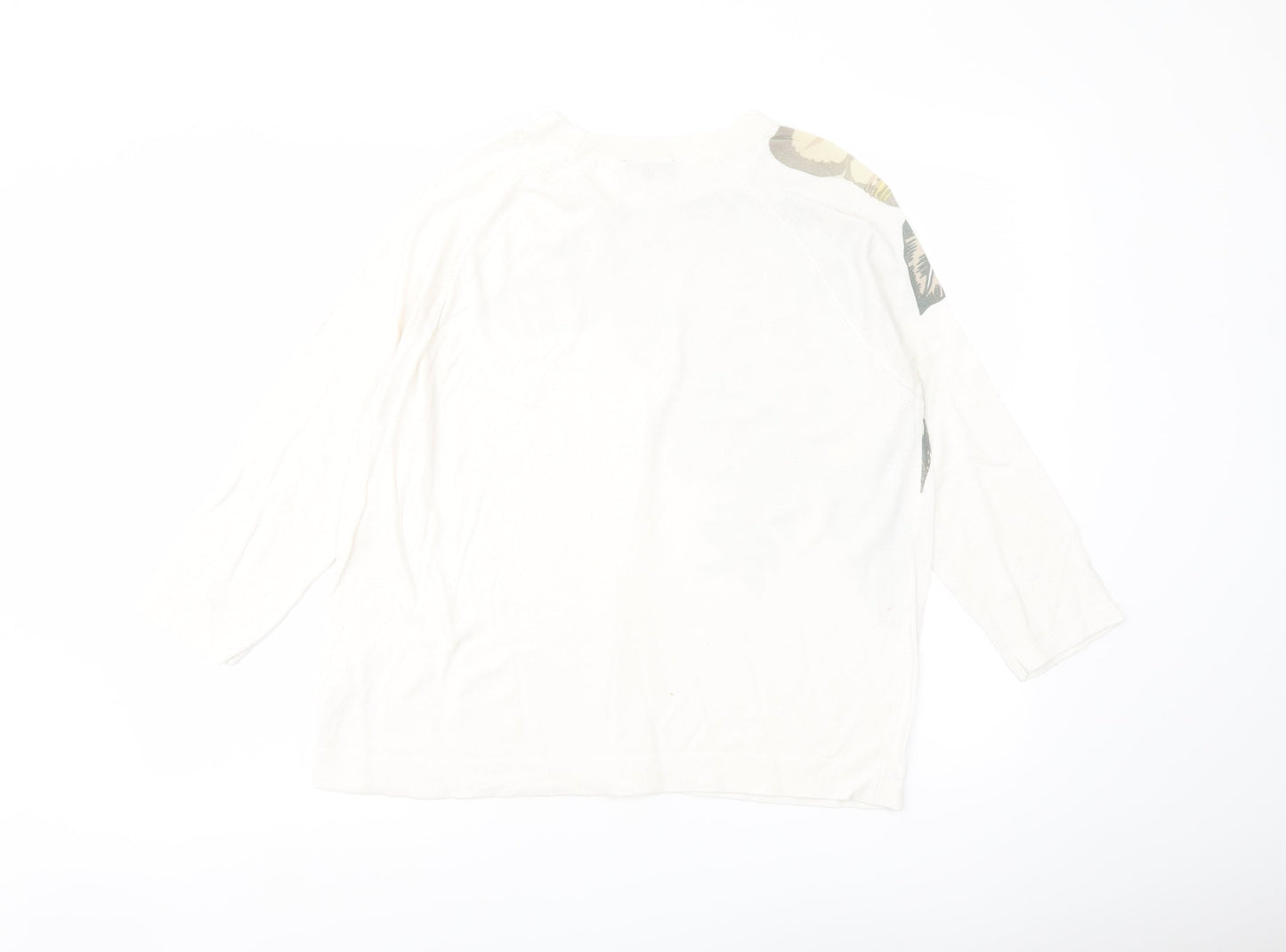 Warehouse Womens Ivory Crew Neck Floral Viscose Pullover Jumper Size 16