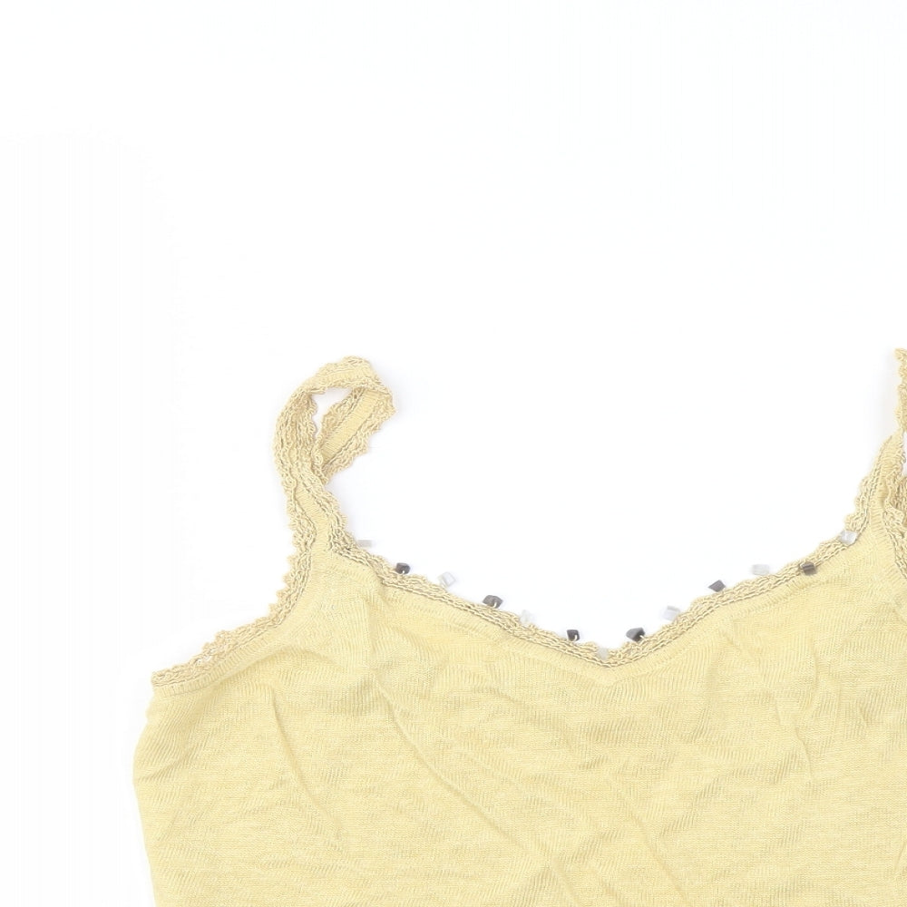 Phase Eight Womens Yellow Linen Basic T-Shirt Size 12 Sweetheart