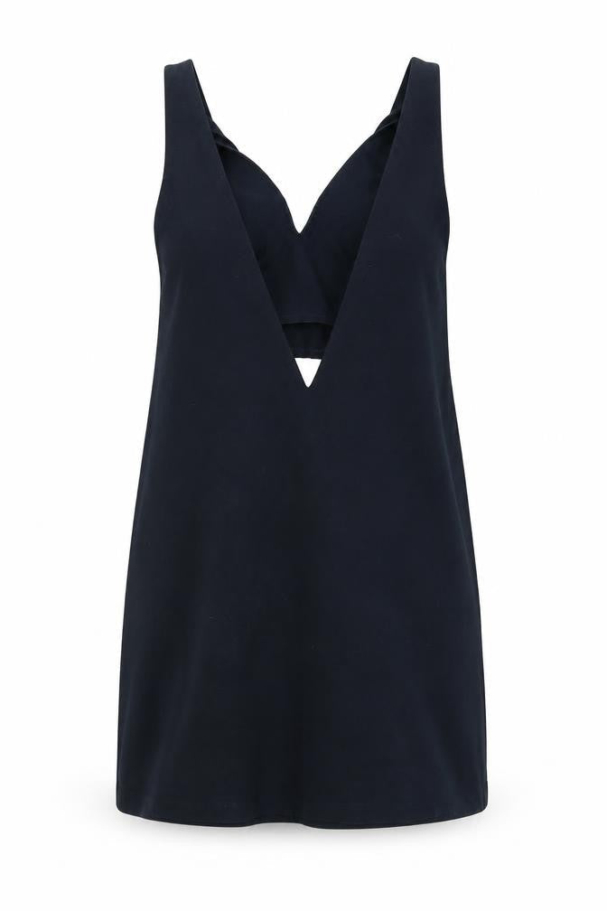 Zara Womens Blue Cotton A-Line Size S V-Neck Hook & Eye