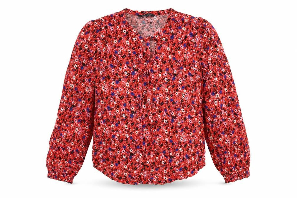 Marks and Spencer Womens Multicoloured Floral Viscose Basic Blouse Size 10 V-Neck