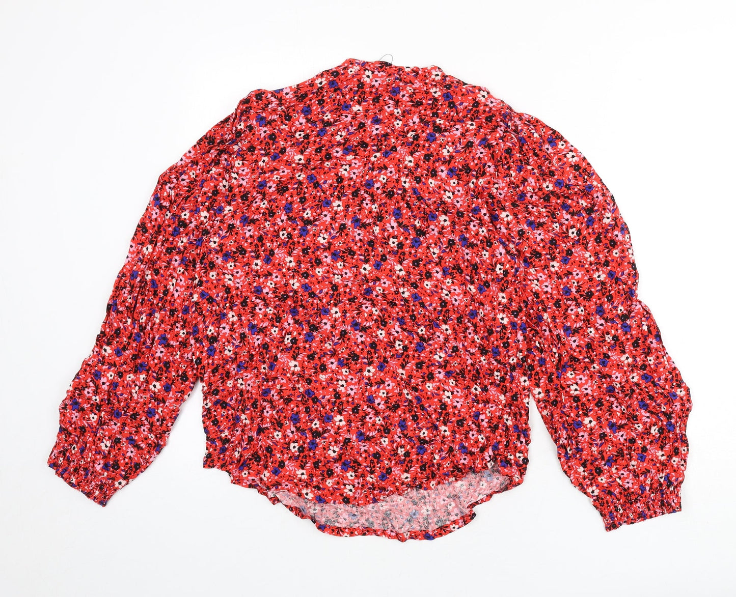 Marks and Spencer Womens Multicoloured Floral Viscose Basic Blouse Size 10 V-Neck