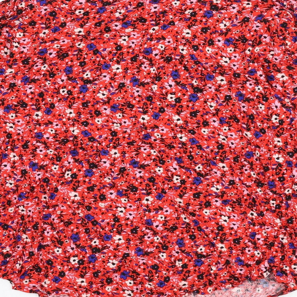 Marks and Spencer Womens Multicoloured Floral Viscose Basic Blouse Size 10 V-Neck