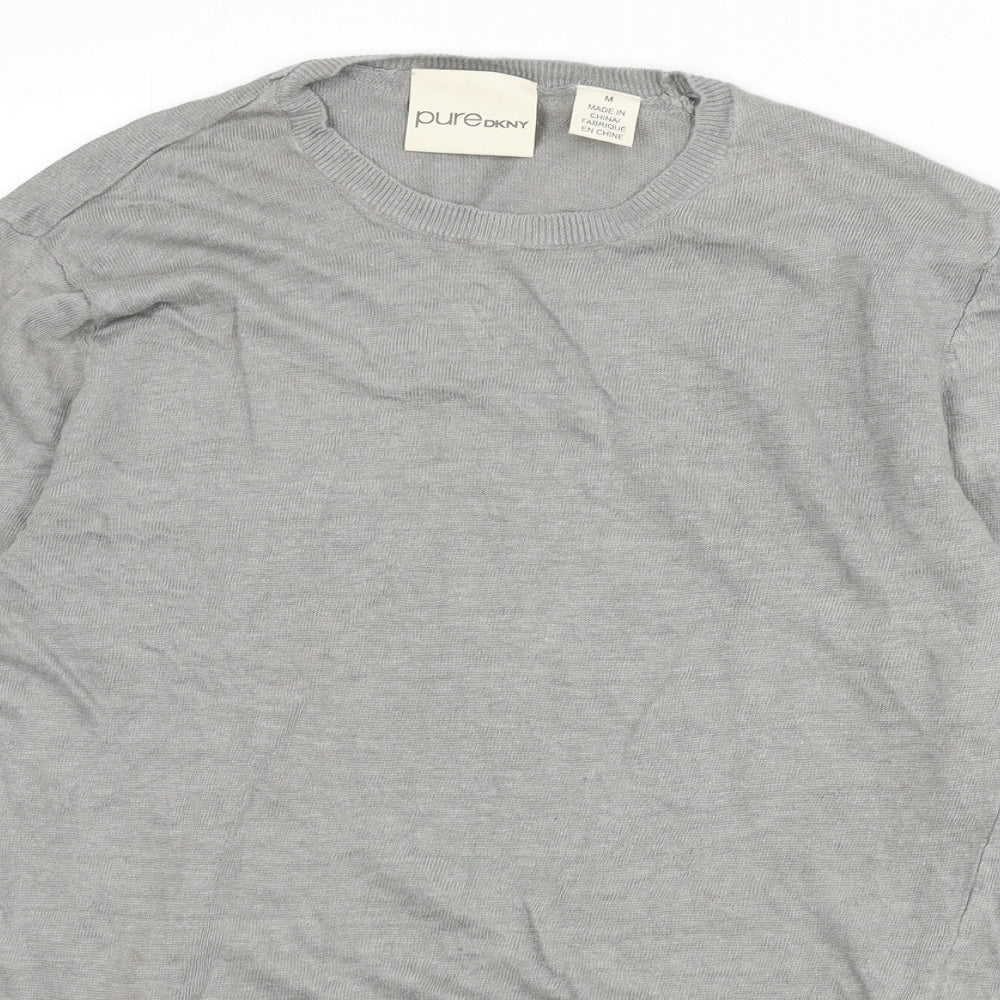 DKNY Pure Womens Grey Round Neck Linen Pullover Jumper Size M