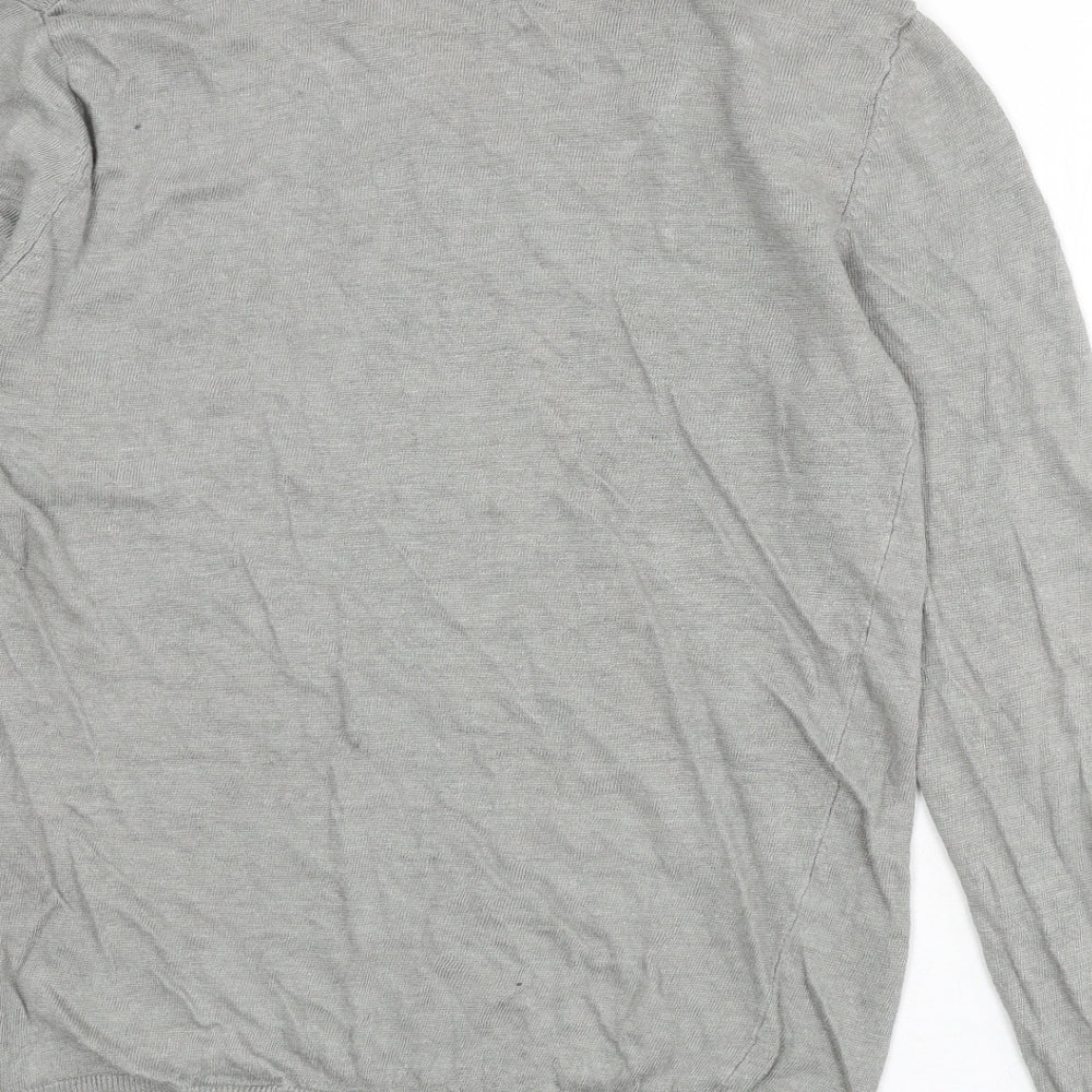 DKNY Pure Womens Grey Round Neck Linen Pullover Jumper Size M