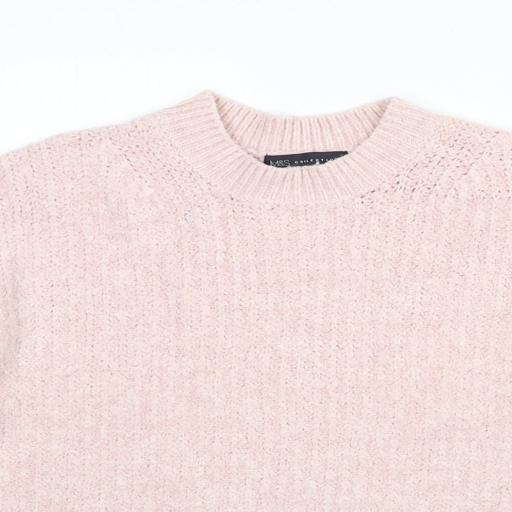 Marks and Spencer Womens Pink Round Neck Acrylic Pullover Jumper Size M