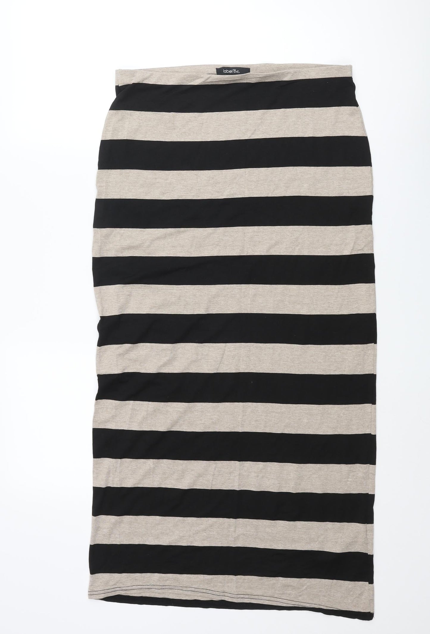 Label Be Womens Beige Striped Viscose Straight & Pencil Skirt Size 16