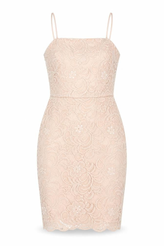 New Look Womens Pink Nylon Bodycon Size 8 Square Neck Pullover