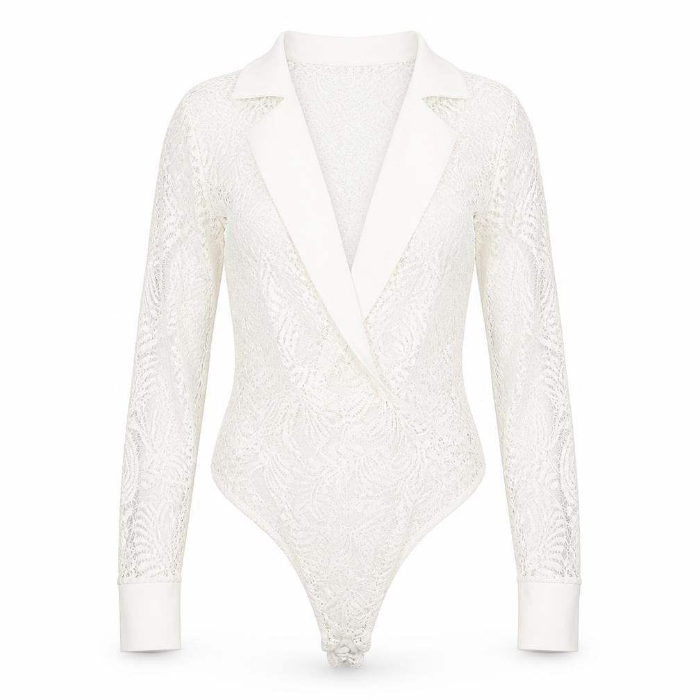 PRETTYLITTLETHING Womens Ivory Nylon Bodysuit One-Piece Size 4 Snap