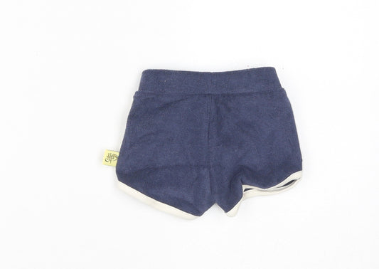 Marks and Spencer Boys Blue Cotton Jogger Trousers Size 3-6 Months Drawstring - Inside Leg 2in