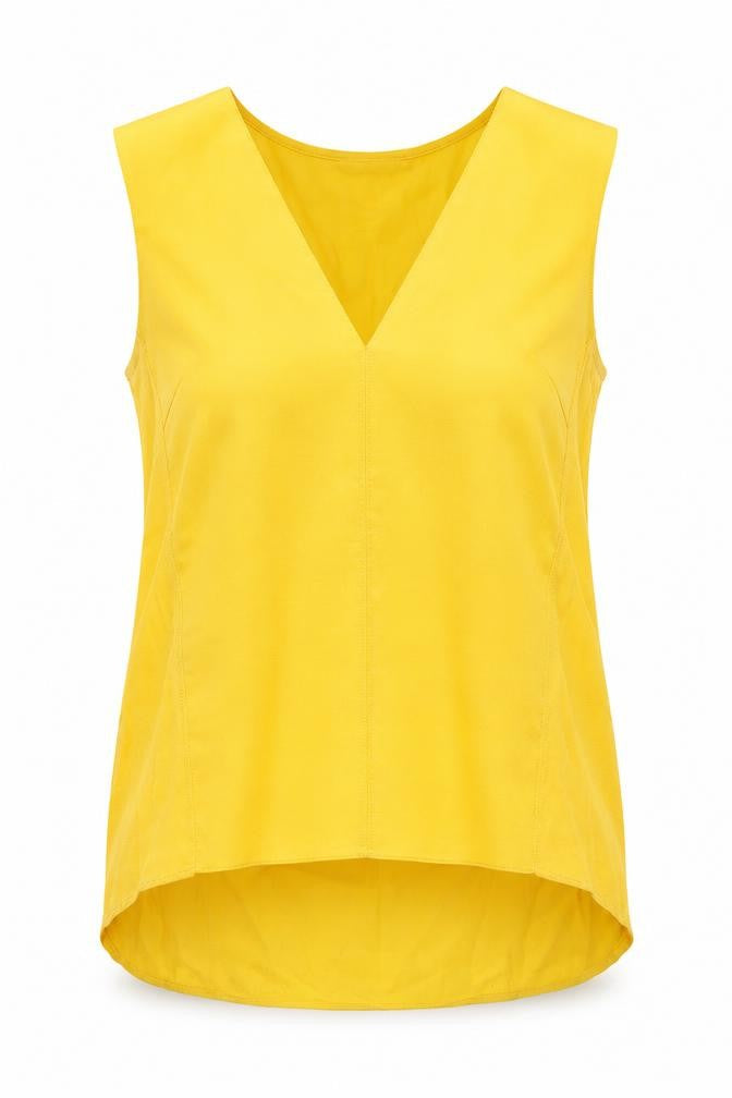 Marks and Spencer Womens Yellow Polyester Basic Tank Size M V-Neck