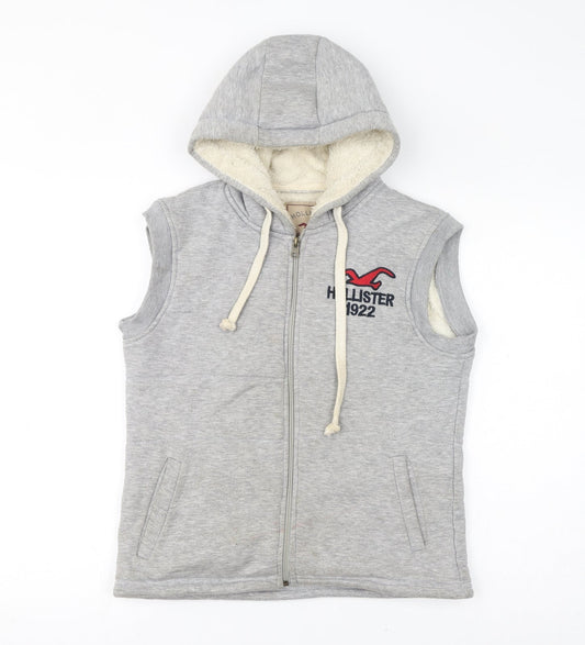 Hollister Womens Grey Gilet Jacket Size L Zip - 1922, Fleece Lined