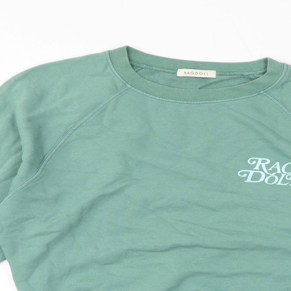Ragdoll Womens Green Cotton Pullover Sweatshirt Size XS Pullover - Logo