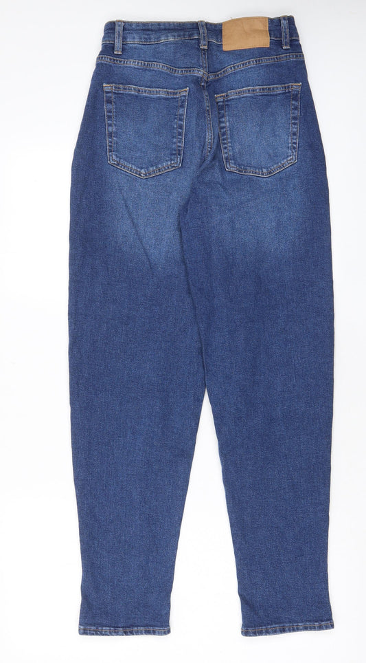 H&M Womens Blue Cotton Tapered Jeans Size 10 L29 in Regular Zip - Pockets