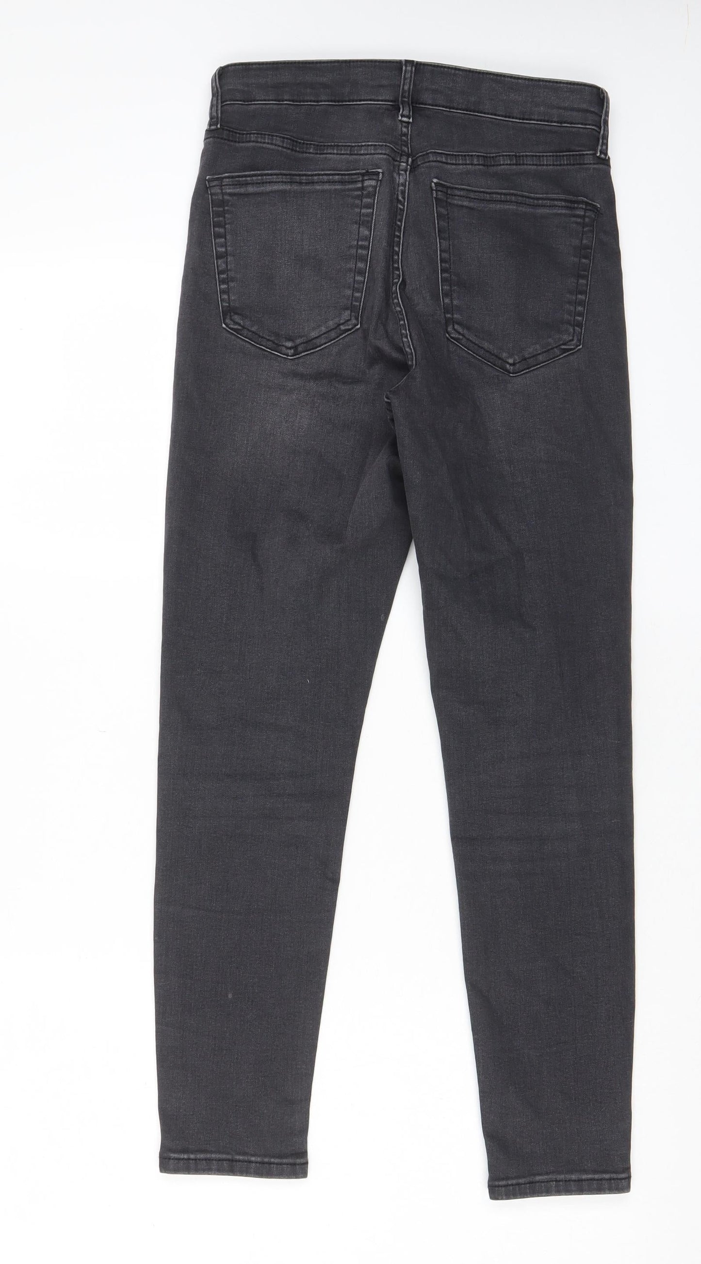 Topshop Womens Grey Cotton Skinny Jeans Size 28 in L30 in Regular Zip - Pockets
