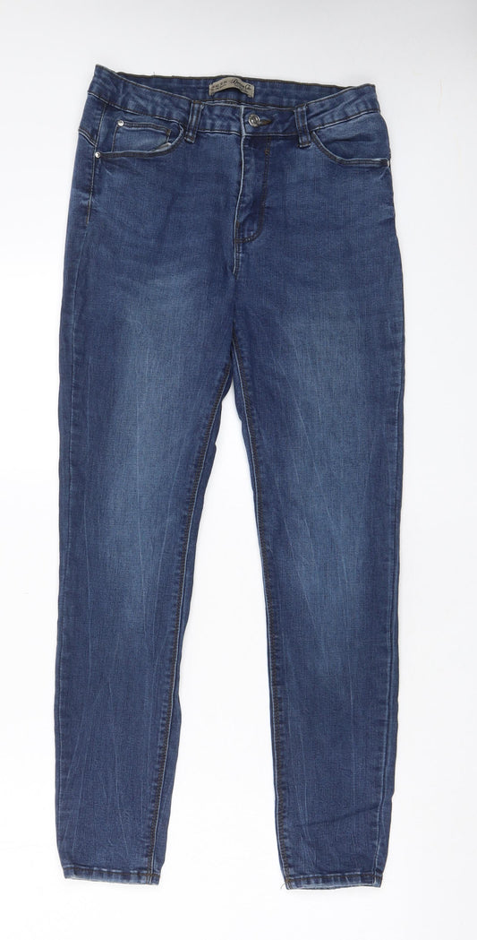 Denim & Co. Womens Blue Cotton Skinny Jeans Size 14 L28 in Regular Zip - Pockets