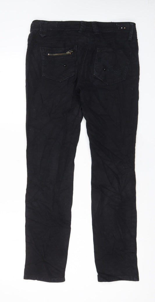 NEXT Womens Black Cotton Skinny Jeans Size 10 L30 in Regular Zip - Pockets