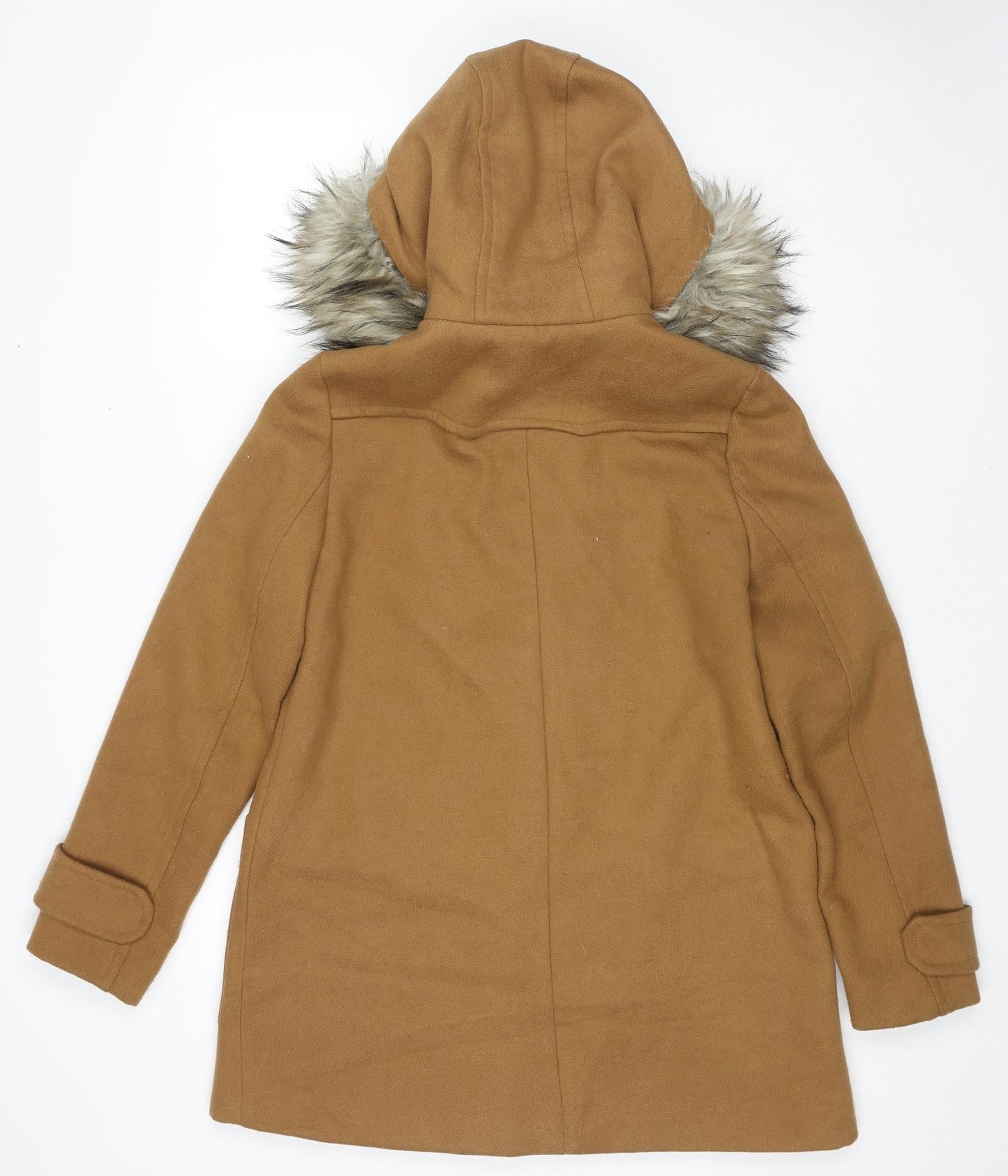 Zara Womens Brown Pea Coat Coat Size S Zip