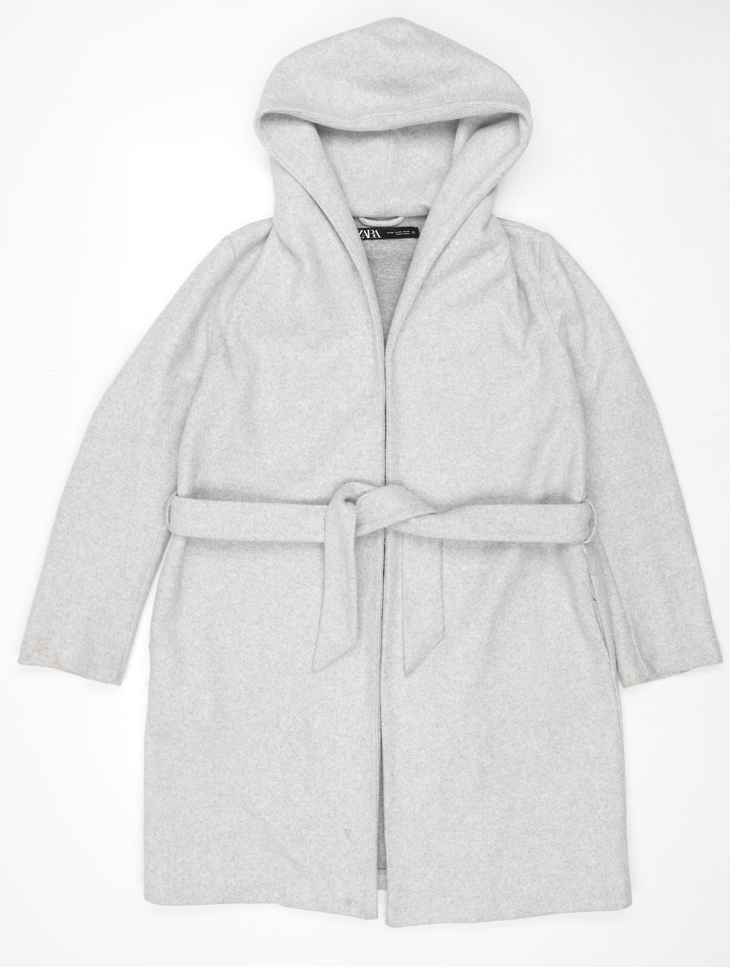 Zara Womens Grey Kimono Coat Size XS Tie