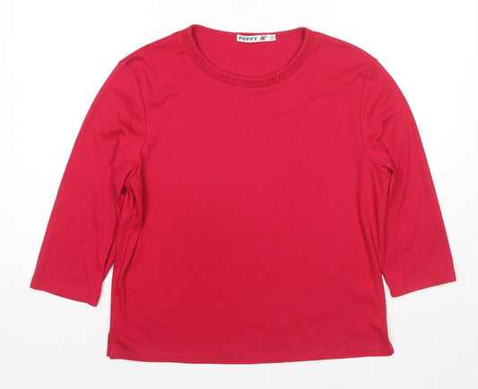 Poppy Womens Red Polyester Jersey T-Shirt Size 16 Round Neck