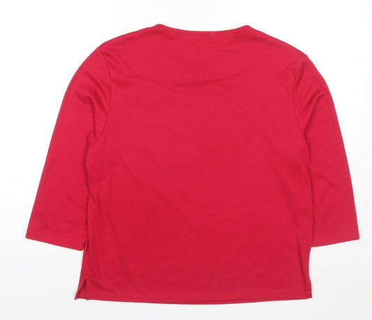 Poppy Womens Red Polyester Jersey T-Shirt Size 16 Round Neck