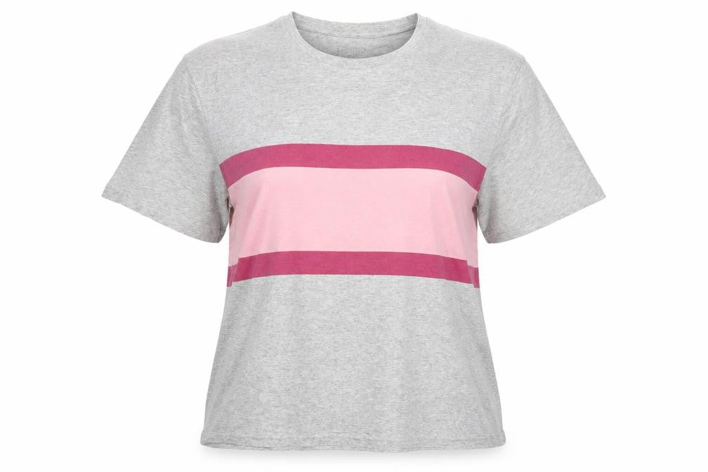 Marks and Spencer Womens Grey Colourblock Cotton Basic T-Shirt Size M Round Neck