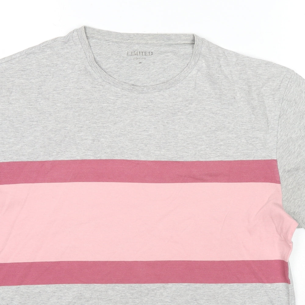 Marks and Spencer Womens Grey Colourblock Cotton Basic T-Shirt Size M Round Neck