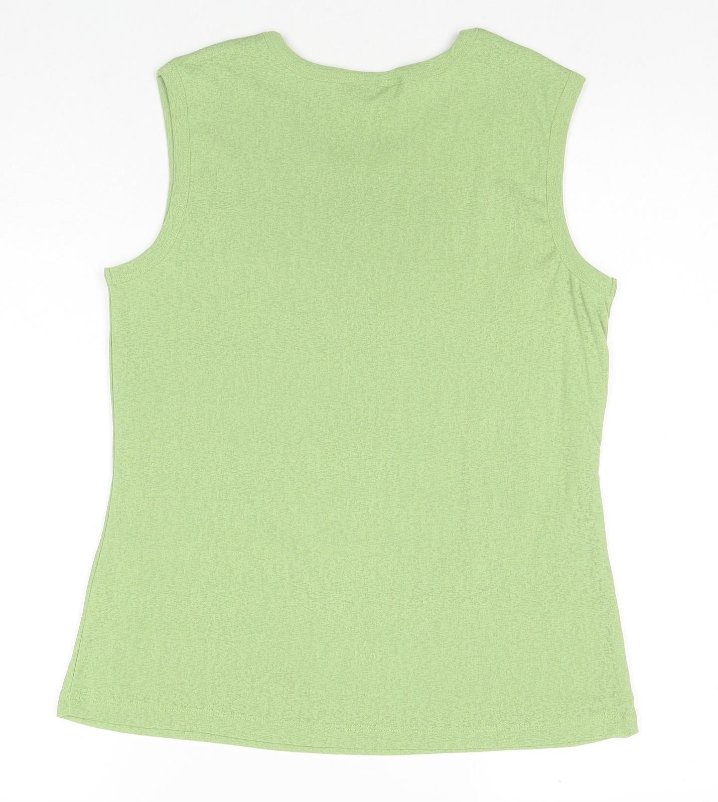 Bridge Street Womens Green Polyester Basic Tank Size L Round Neck