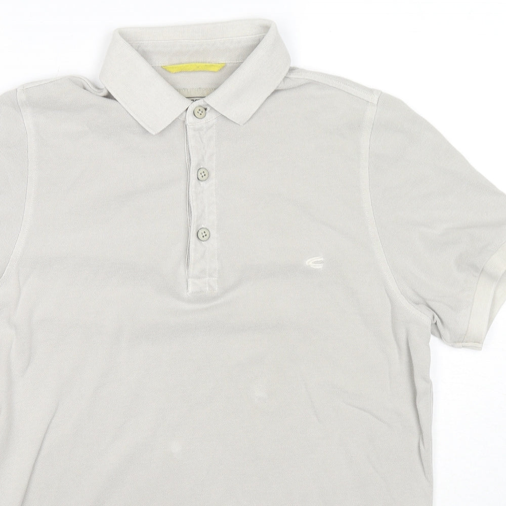 Camel Mens Grey Cotton Polo Size S Collared Pullover