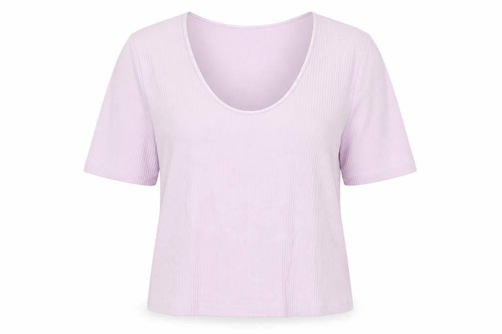 Marks and Spencer Womens Purple Cotton Jersey T-Shirt Size 14 Scoop Neck