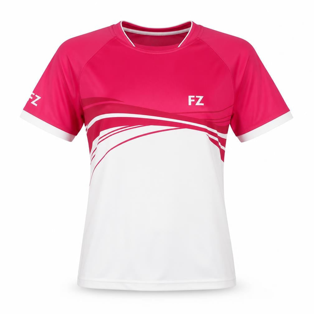 Forza Womens White Colourblock Polyester Basic T-Shirt Size L Round Neck Pullover