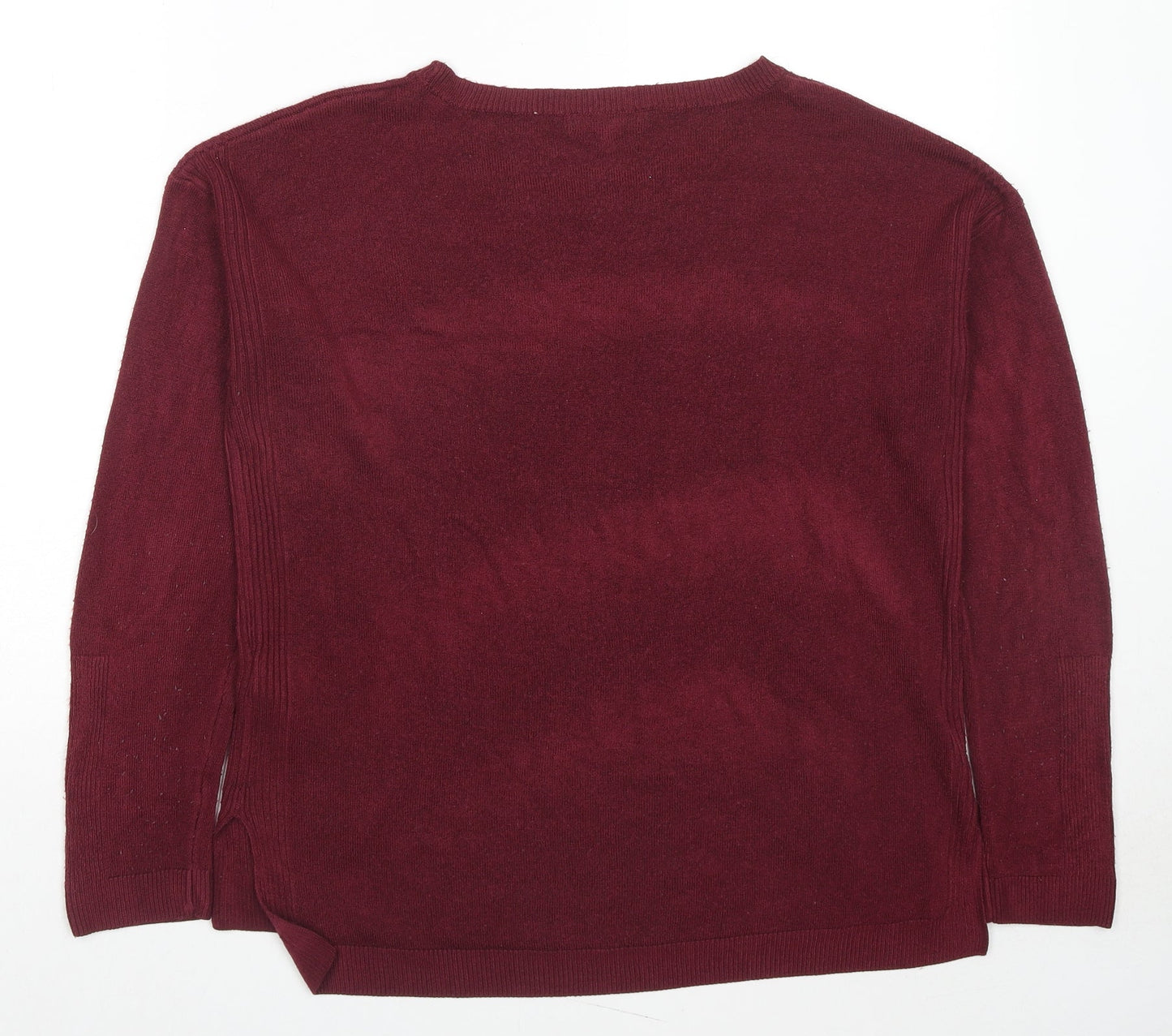 New Look Womens Red Round Neck Acrylic Pullover Jumper Size 14
