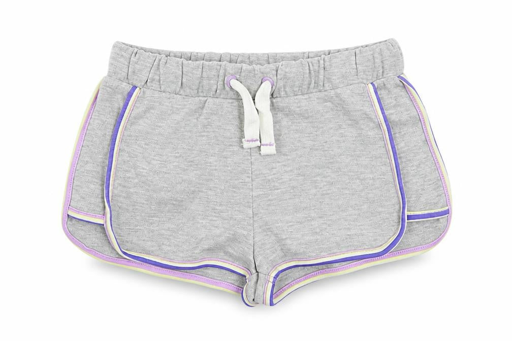 Marks and Spencer Girls Grey Cotton Sweat Shorts Size 6-7 Years Regular Drawstring - Contrasting Trim
