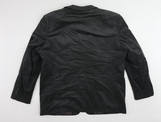 DESCH Mens Grey Polyester Jacket Blazer Size 48 Regular - Suede Effect