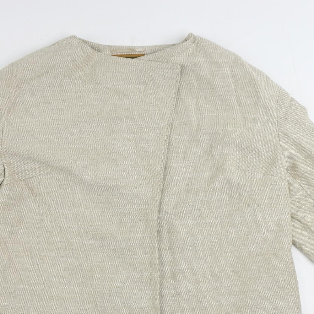 Per Una Womens Beige Geometric Overcoat Coat Size 14 Snap