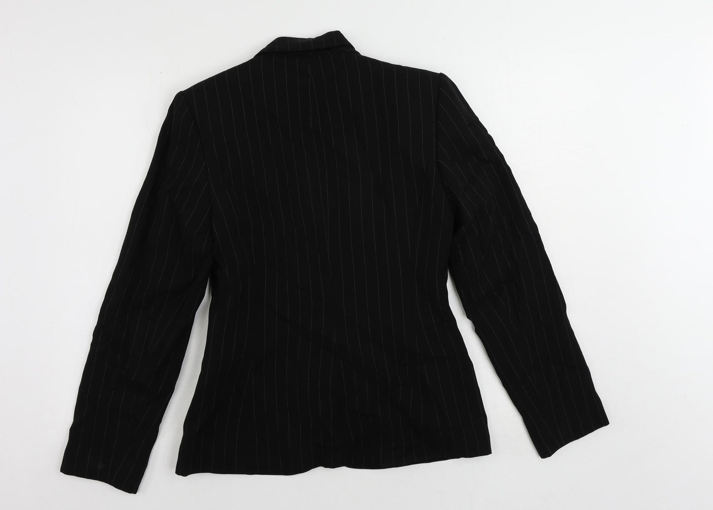 Debenhams Womens Black Striped Jacket Blazer Size 10 Button