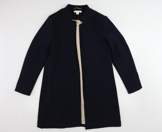 H&M Womens Blue Overcoat Coat Size 14 - Open