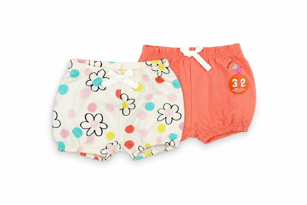 Front view of Marks & Spencer Baby Ivory Floral Cotton Shorts Set Outfit/Set, size 0-3, Months