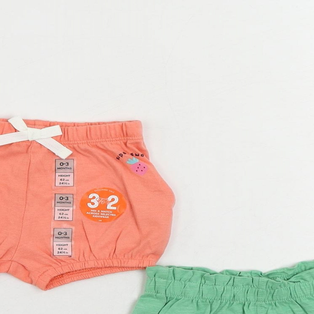 Marks and Spencer Baby Green Cotton Shorts Set Outfit/Set Size 0-3 Months