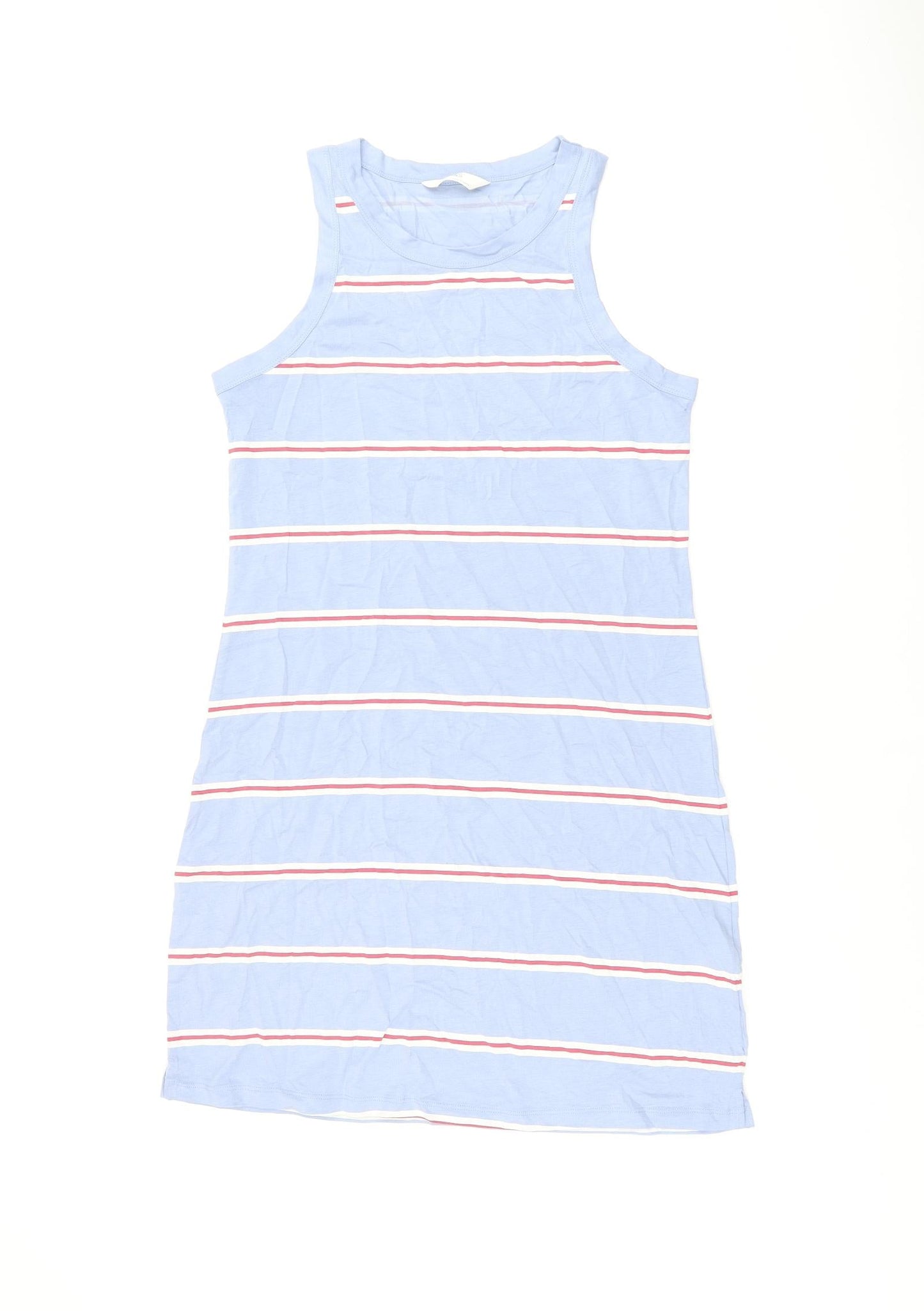 Marks and Spencer Womens Blue Striped Cotton Bodycon Size M Round Neck Pullover