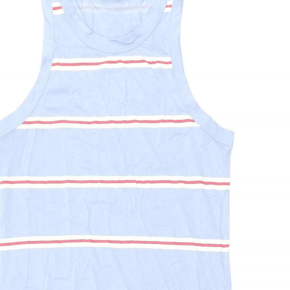 Marks and Spencer Womens Blue Striped Cotton Bodycon Size M Round Neck Pullover