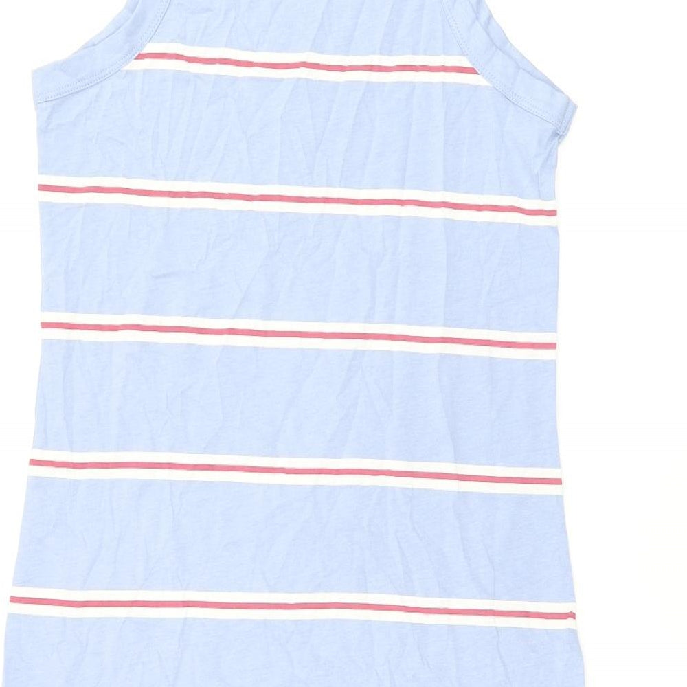 Marks and Spencer Womens Blue Striped Cotton Bodycon Size M Round Neck Pullover