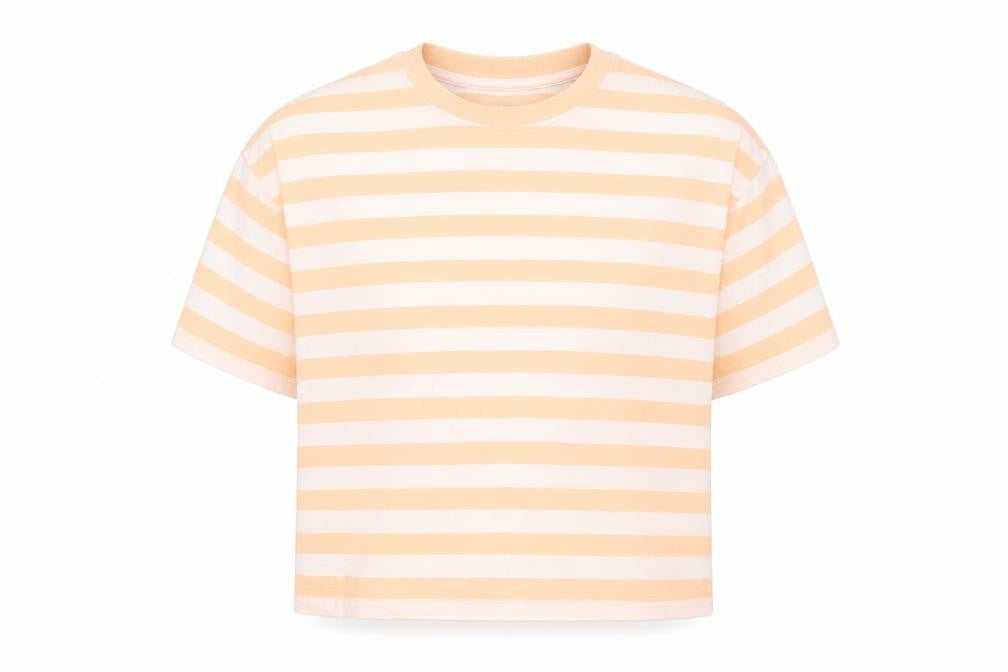 Marks and Spencer Boys White Striped Cotton Basic T-Shirt Size 8-9 Years Round Neck Pullover