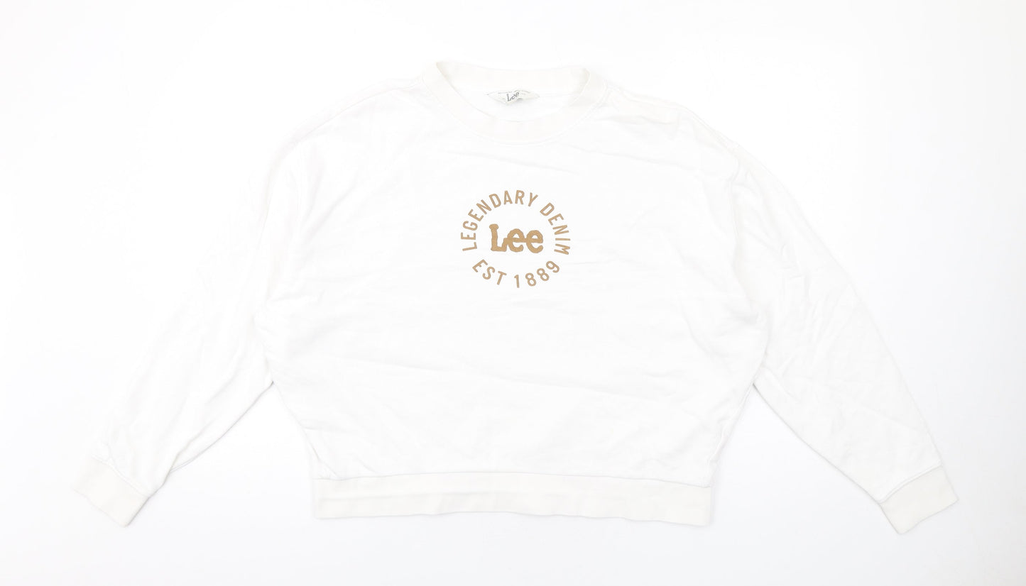 Lee Cooper Womens White Cotton Pullover Sweatshirt Size S Pullover