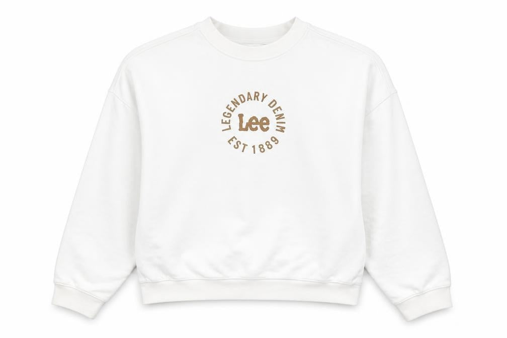 Womens UK S Relaxed Lee Cooper White Pullover Sweatshirt
