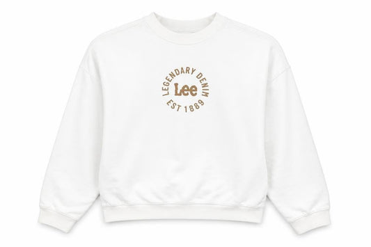 Womens UK S Relaxed Lee Cooper White Pullover Sweatshirt